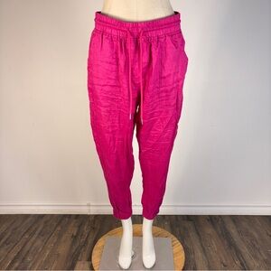 Rafaella Women's Pink Linen Drawstring Lounge Pants S